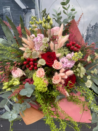 Red and Pink rose flower bouquet by Grand Flowers available for delivery