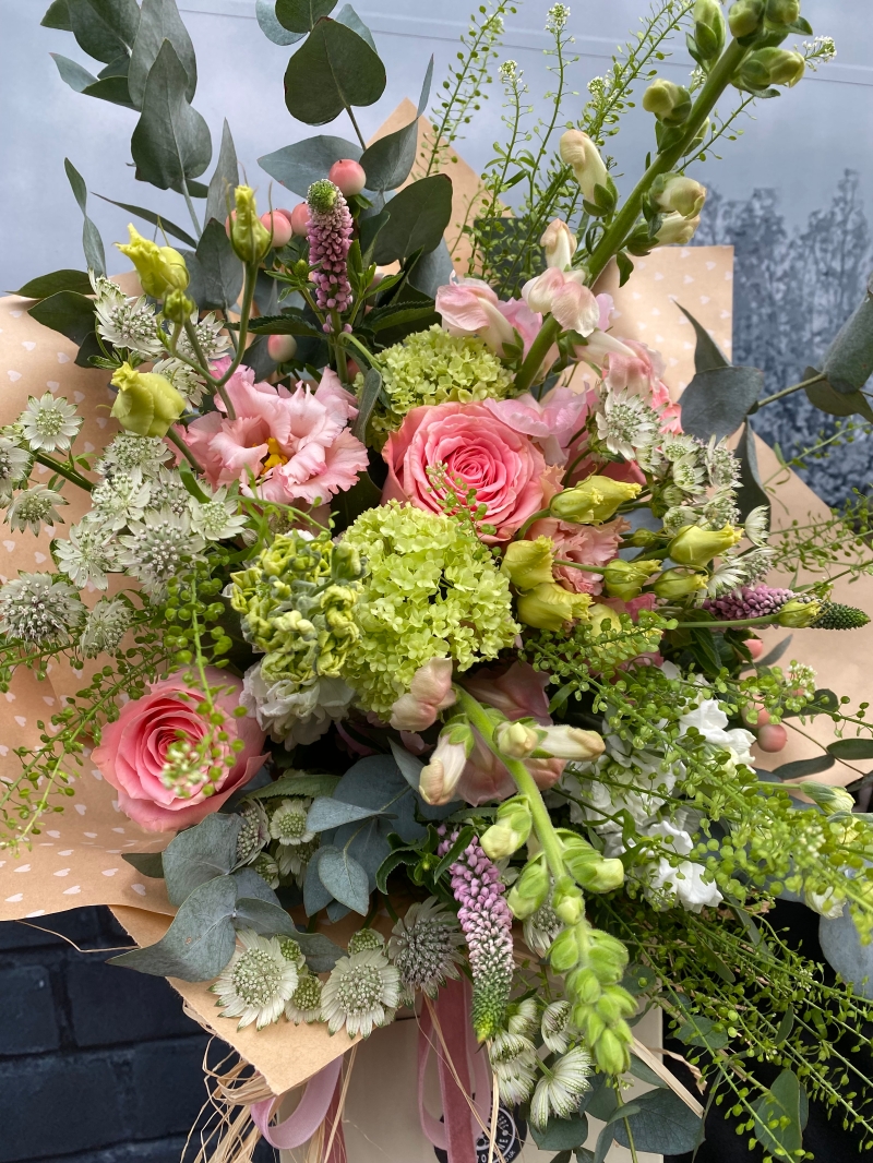 Pink and white bouquet for delivery by Grand Flowers in Eastbourne