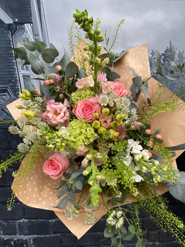 Pink and white bouquet for delivery by Grand Flowers in Eastbourne