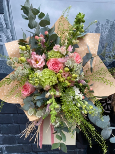 Pink and white bouquet for delivery by Grand Flowers in Eastbourne