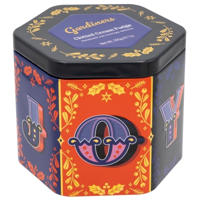 JOY hexagonal tin of clotted cream fudge