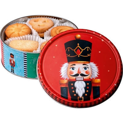 Nutcracker tin of cookies in assorted designs
