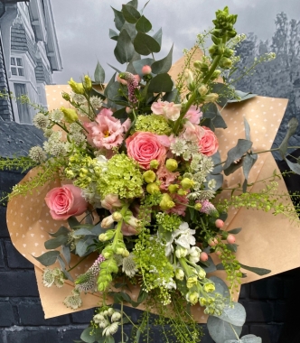 Pink and white bouquet for delivery by Grand Flowers in Eastbourne