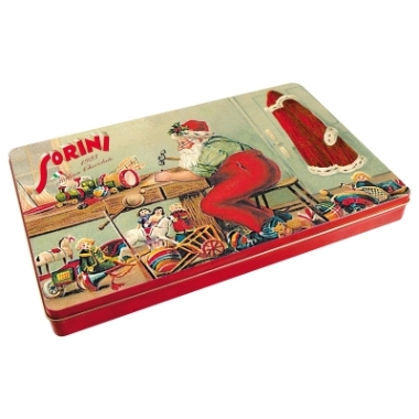 Santa's Workshop tin with milk hazelnut cream spheres